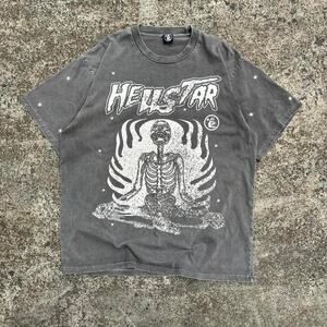 Hellstar Grey Skull “Reach Your Inner Peace” T Shirt Streetwear